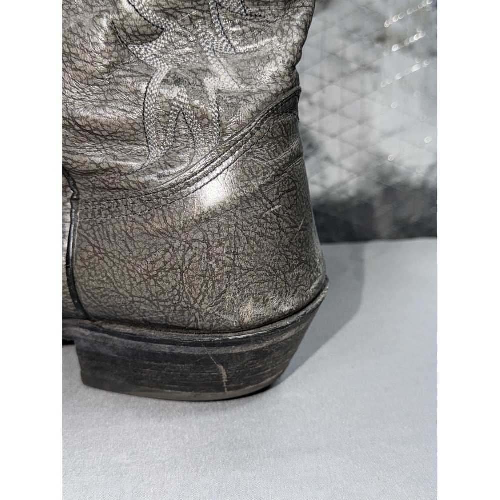Nocona Western Boots Mens Size 8 Gray Leather Pull On Round Toe USA Cowboy - Picture 11 of 16